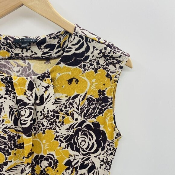 The Limited Womens Size XS Pleated Neckline Floral Printed Blouse Brown 073 - Picture 2 of 5
